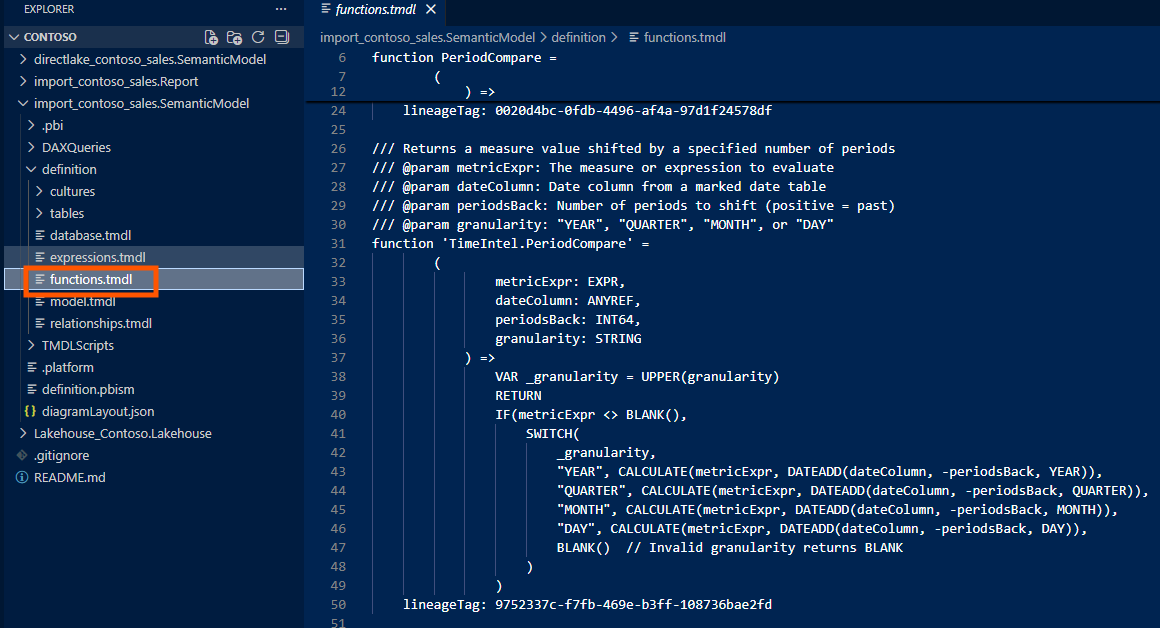 TMDL folder structure in Visual Studio Code