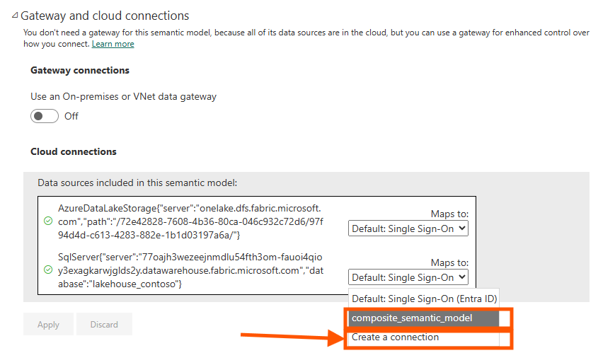 Gateway configuration screen