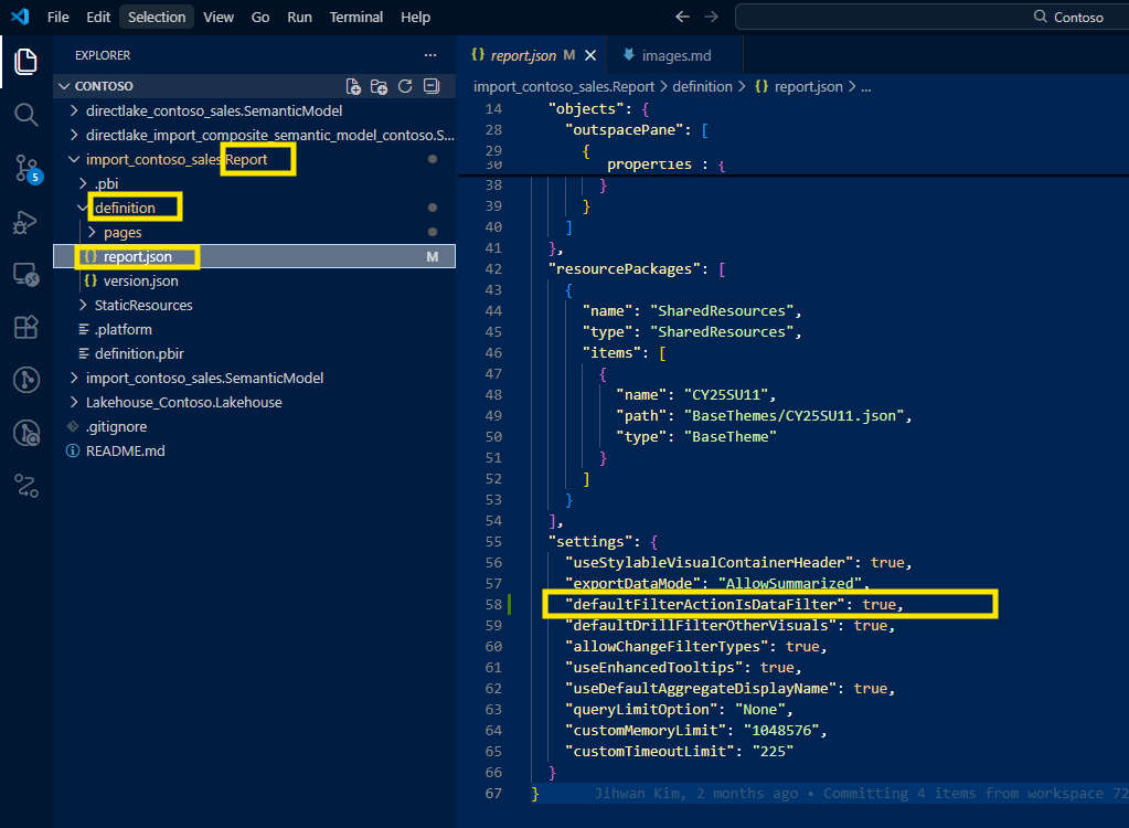 The Power BI Desktop setting that controls default interaction behavior