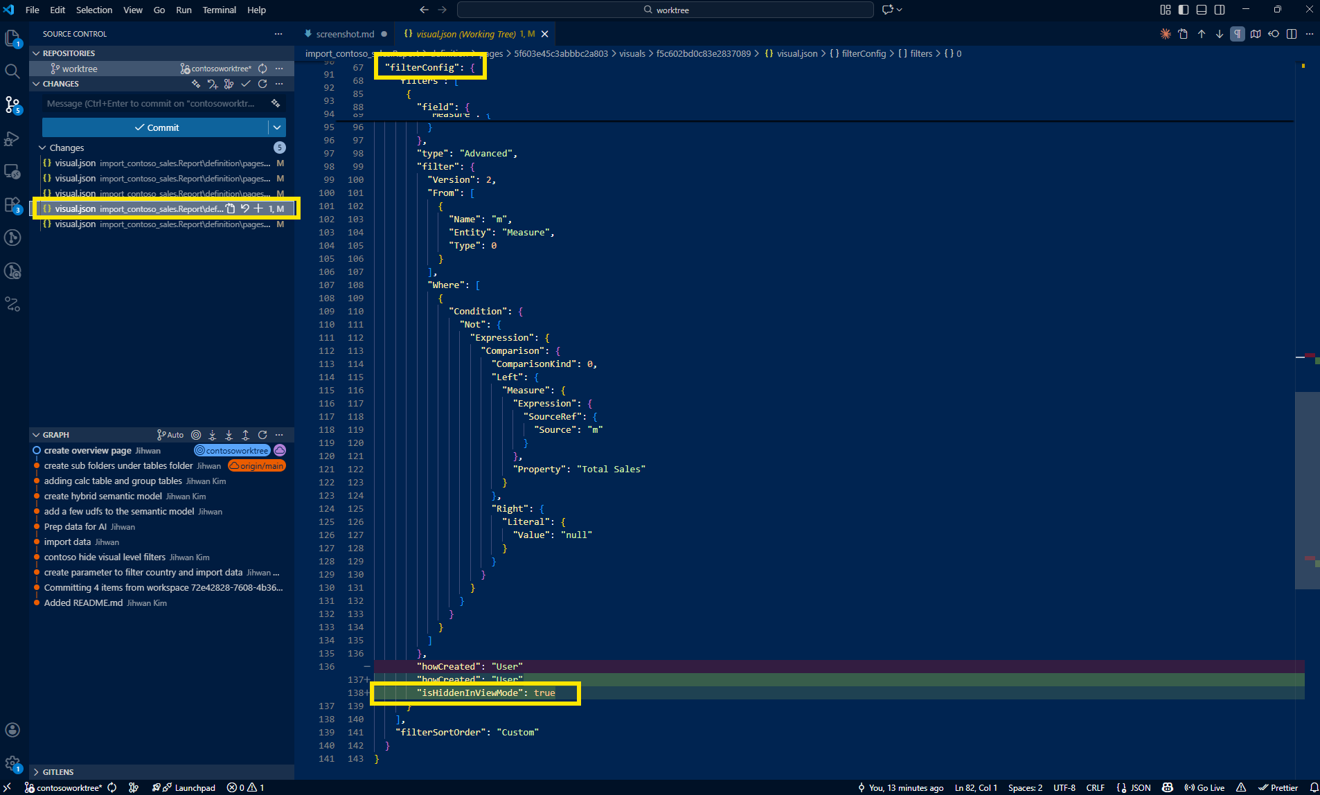 Slicer diff in VS Code